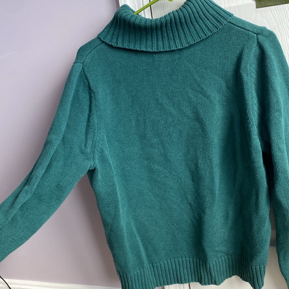 Croft & Barrow Women’s Large BEAUTIFUL cotton Teal Turtleneck Sweater - Picture 4 of 4